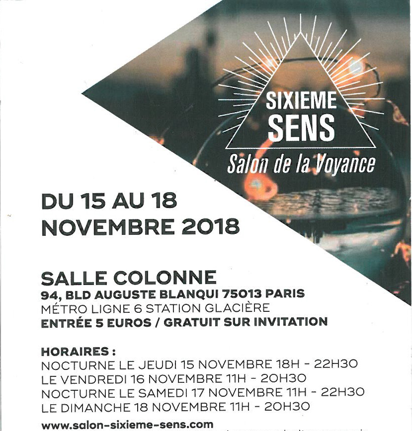 Affiche du Salon de la Voyance "Sixième sens" du novembre 2018