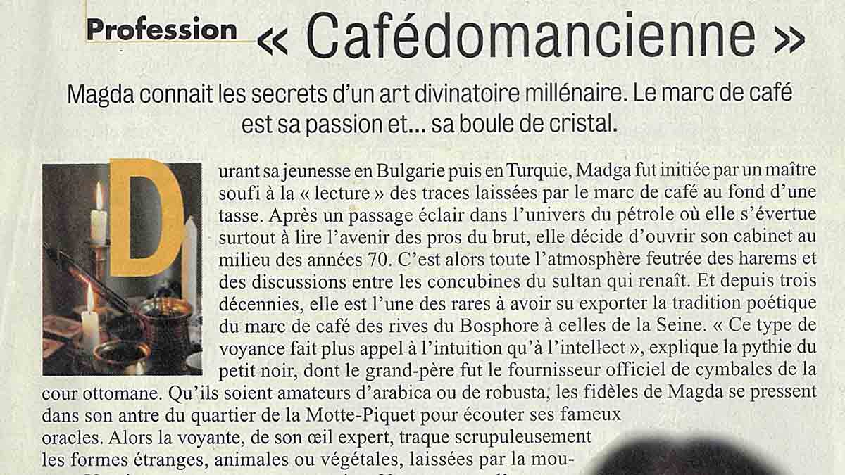 Article sur le Journal du Dimanche Profession Cafédomancienne